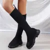 winter boot Knee length stockings and boots for women new autumn and winter one foot elastic thin boots thick soles large size high boots 221102