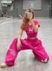 Damenhose s ADAgirl PINK Y2K Sport Streetwear Baggy Bufferfly Muster Kpop Hose mit weitem Bein Hip Hop Casual Jogginghose weiblich 231102