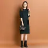 Casual Dresses 2023 Autumn Winter Soft Warm Sweater Dress Women Designer Long Sleeve Plaid Pullover Knitted O-Neck Lady Chic Midi Frock
