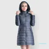 2024-Women's Yoga Cotton Down Hooded Jacket Outfit Solid Color Puffer Coat Sport Lång stil Vinterutkläder Keep Warm 454