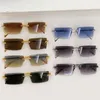 Lunettes de soleil de luxe carrées sans cadre pour hommes et femmes, coupe 3D, lentilles Z055 avec film bleu de protection des yeux pour la conduite, les loisirs et les vacances dégradées