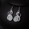 Dangle Earrings Purple Crystal Earring Natural Moonstone Silver Plated European Beauty Multi-color Zircon Jewelry Gifts