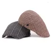 Berets Spring Summer Men's Regulble Buret Hat Plaid Sboy Flat Cap Dad Caps Caps Artysta Painter's Gorra Inglesa Hombre