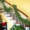 Decorative Flowers Christmas Artificial Wreath Green Outdoor Pine Tree Mantel Stair Fireplace Garland With Cone For Home Decoration