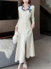Vestidos casuais elegante elegante magro malha longa maxi vestido mulheres manga single-breasted split 2024 primavera moda chique senhoras vestido