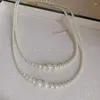 Collane con ciondolo Classici ed eleganti gioielli con perle imitate Collana vintage a catena a doppio strato Catene romantiche per il collo da donna Fascino alla moda