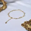 Enkelbanden XF800 Natuurlijke Zoetwaterparel Verstelbare Enkelband Handgemaakte Creatieve Retrostijl 14K Goud voor Vrouwen Fijne Sieraden J1006 231102