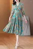 Повседневные платья весна/лето модное ретро-цветочное платье 2023 мама с высокой талией с печатью элегантной корейской одежды Z772