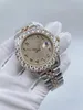 часы со льдом, 2 тона, розовое золото с серебряным корпусом, автоматический размер 43 мм, бриллиантовый ремешок, бриллиантовое лицо, модные блестящие бриллиантовые часы, мужские наручные часы