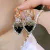 Dangle Lustre 2023 New Vintage Brillant Noir Cristal Amour Coeur Boucles D'oreilles Femmes Personnalité Mode Boucles D'oreilles Bijoux De Mariage Cadeau D'anniversaire