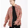 Men's Jackets And Women's Red Plaid Shirt Loose Casual Coat Couple Long-sleeved Top