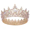 Pannband underbara kristalldiadem brud tiaras kungliga drottning kung bröllop krona huvudbonad brud ab cirkel party hår smycken ornament 231102