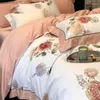 Yatak Seti Pastoral Stil Uzun Başlıklı Pamuk 4 PCS Set Dijital Baskı Saf Yorgan Kapak Yatak Sayfası Ev Tekstil