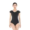 Stage Wear Balletto Body per donna Maniche in pizzo Costume da bagno Scollo a V Costume da ballo Ginnastica per adulti Ballerina che indossa