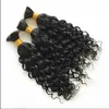 Micro Braiding Hair Human Virgin Hair Bulk Deep Wave No Weft Human Hair Braids Extension för flätning 3 stycken / parti