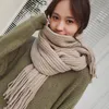 Scarves Scarf Women's Winter Korean Long Thickened Cashmere Student Wool Fringe Knitted Lover's Neck Women Woolen 231101