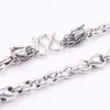 Chains Fine Pure S925 Sterling Silver Chain Women Men 7mm Cable Figure Bead Link Dragon Head Necklace