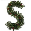 Juldekorationer 1.8/2,7 m julled Garland Decoration Wreath Led Rattan Garland Green Christmas Artificial Xmas Tree Rattan Banner El 231101