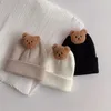 Berets coreano bebê outono inverno chapéu bonito urso de malha quente boné infantil beanie cor sólida menina menino macio crochê chapéus