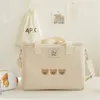 أكياس الغداء Ins Bear Bear Canvas Carge Crace Handbags Handbags Multifunctional Breakfast Boxt Box Pariciable Picnic Travel Wy388 230331