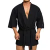 Indumenti da notte da uomo Accappatoio Kimono di cotone Roupao Masculino Pigiama casual Sexy Ropa De Dormir Lingerie Abbigliamento solido