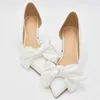 Sandales Chaussures de mariée French White Bow High Heels Master Wedding Dress Block Heel Platform