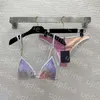 Conjunto de Bikini degradado de diseñador de moda, traje de baño de una pieza con estampado de letras, conjunto de dos piezas para mujer, traje de baño de secado rápido