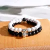 Strand 2pcs/set Couple Jewelry Natural Stone Beads Yoga Charm Braided Bracelet Fashion Magnet Lover Pulseiras Masculina