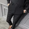 Herrdräkter 2024 Autumn Classic Lattice Business Dress Pants Men Fashion Slim Office Social Site Wedding Streetwear Casual Trousers