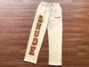 남자의 바지 23ss 고품질 1 Rhude 느슨한 핏 수건 자수 큰 스웨트 팬츠 드리 스트링 멀티 포켓 캐주얼 231102