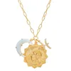 Kolye Kolye Aomu Eşsiz Tasarım Altın Renk On İki S Zirkon Rune Crescent Moon Opal Kolye Kadınlar için Doğum Günü Takı 231101