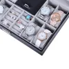 Watch Boxes Cases Lnofxas Box 8 Jewelry Display Case Organizer Trey Storage Black PU Leather with Mirror and Lock 231101