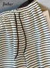 Kobiety Smelur Slim Slim Summe Summer Woman Pirece Striped Casual High talia Kobieta Biała Czarna Koreańska 231102