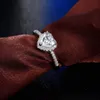 Anel formato de coração para amantes, cor prata aaaaa cz 1ct, promessa, aliança de casamento para mulheres, festa de noiva, joias de dedo