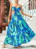 Casual Dresses 2023 Summer For Women Cutout Tied Detail Tropical Print Cami Maxi Dress Vestidos De Mujer Elegant Robe Female