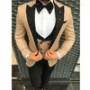 Herenpakken knappe groomsmen wol blend bruidegom Tuxedos heren trouwjurk man jas blazer prom diner (jasbroekbroeken Vest) A181