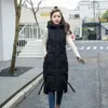 Women's Down Parka Casual Slim Warm Parkas Fashion Sleeveless Vest Coat Long Cotton Jacket Winter Clothings Solid Hooded Female 231101