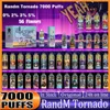 Original 14 ml Randm électronique jetable vape Tornado 7000 E cigarettes rechargeables 850 mah batterie 56 types de couleur i