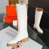 Designer-Stiefel für Herbst und Winter, klassisch, lang, rutschfest, runder Kopf, Luxus-Marken-Damenstiefel