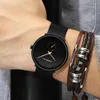 Orologi da polso Orologio da uomo d'affari di moda quadrante nero super sottile Orologio da polso maschile per il tempo libero 30 metri cinturino in acciaio impermeabile al quarzo per uomo