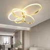 Luzes de teto Gold White Modern Modern Led Chandelier Iluminação para Living Sala de Estudo Dimmível Lâmpada de Lâmpada Interior Lustres Lamprario Luminaire