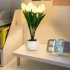 Table Lamps LED Tulip Night Light Simulation Bouquet Imitation Bedroom Bedside Dormitory Decoration Atmosphere Ins Girl