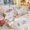 Ensembles De literie princesse esthétique drap De lit Design idées mignonnes dessin animé coton Floral filles nordique Rose Ropa De Cama ensemble Rose