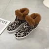 Boots Women's Leopard Print Snow Winter Warm Slope Heel Large Size Shoes Round Head Comfort Flats Botas De Invierno Mujer