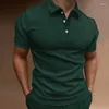 Polos Polos Solid Kolor Polo koszula z krótkim rękawem Turn Down Button dla mężczyzn Casual Streetwear 2023 Summer Męskie topy