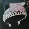 Fermagli per capelli Barocco di lusso AB Colore cristallo Pavone Tiara da sposa Corona con pettine Strass Spettacolo Diadema Copricapo Accessori da sposa