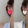 Stud Earrings Korean Cute Acrylic Heart For Women Girls Candy Color Red Yellow Peach Big Party Jewelry Gifts