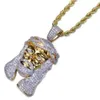 IPHOP all'ingrosso Hiphop personalizzato di strass di degno di fiine a sospensione a sospensione Gold Rope Ploted Moissanite Gesù a pendente Necklacemoissanite Set con diamanti