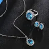 Conjuntos de joyería de boda, piedra de cristal azul a la moda para novias, conjunto de collar de Color plateado, mujeres africanas más 231101