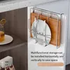Armário de armazenamento de cozinha pendurado rack multifuncional pote capa placa de corte toalha de papel